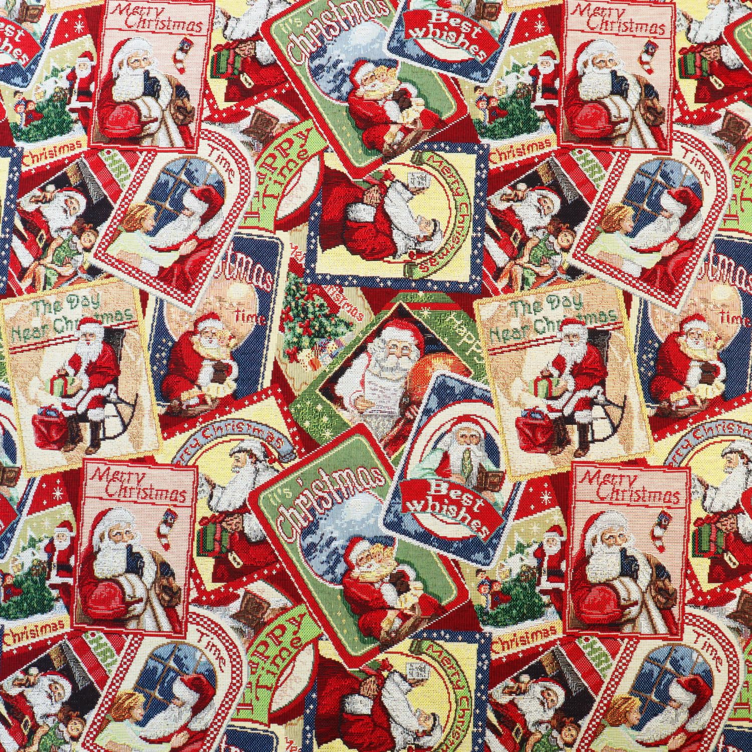 

Nippon Chuko Голландская импортная гобеленовая ткань Рождественский Санта Ширина 140 см x 3 м Этикетка B&Bfabric, Прибл.. Нарезать, GB-МИКШЕР