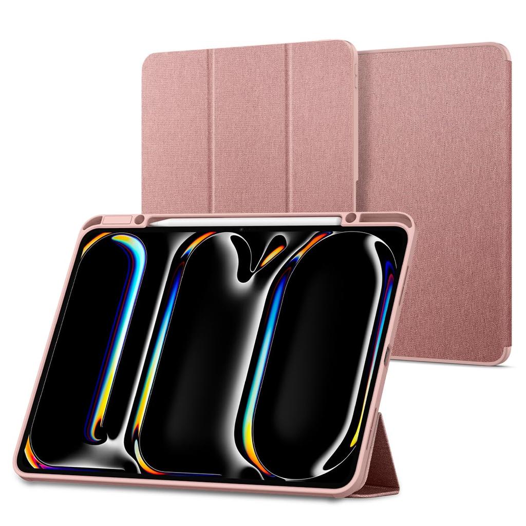 Spigen iPad Pro 13-inch (2024) Case with Stand, Shockproof, Scratch-Resistant Fabric Cover, Auto Sleep/Wake, Urban Fit, ACS07011 (Rose Gold)