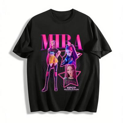 Kpop Demon Hunters Mira Print T-shirt Cool Cyberpunk Style Short Sleeve Top For Trendy Girls Pure Cotton T-shirt