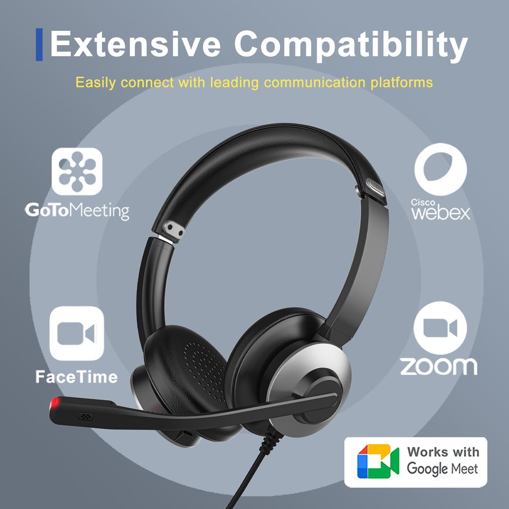 Best Selling USB On-Ear Wired Call Center Headset Private Mold External Microphone ENC Noise Canceling Telephone