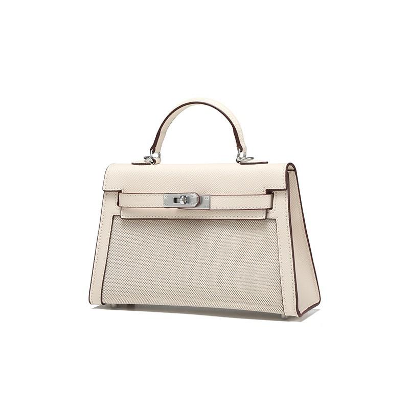 Womens Vintage-Style Canvas Leather Crossbody Bag Medium Size Casual Shoulder With Lock