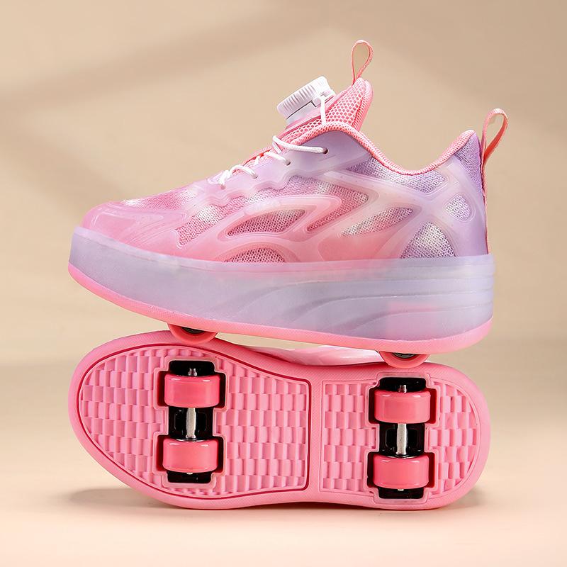 Speed Roller Inline Skates Shoes for Children's Ice Skating Sneaker with Wheels 4 Wheel Racing Roller Skates for Boys and Girls