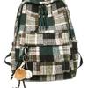 Autumn And Winter Retro Woolen Plaid Schoolbag College Style Junior High School Girls High Value Backpack
