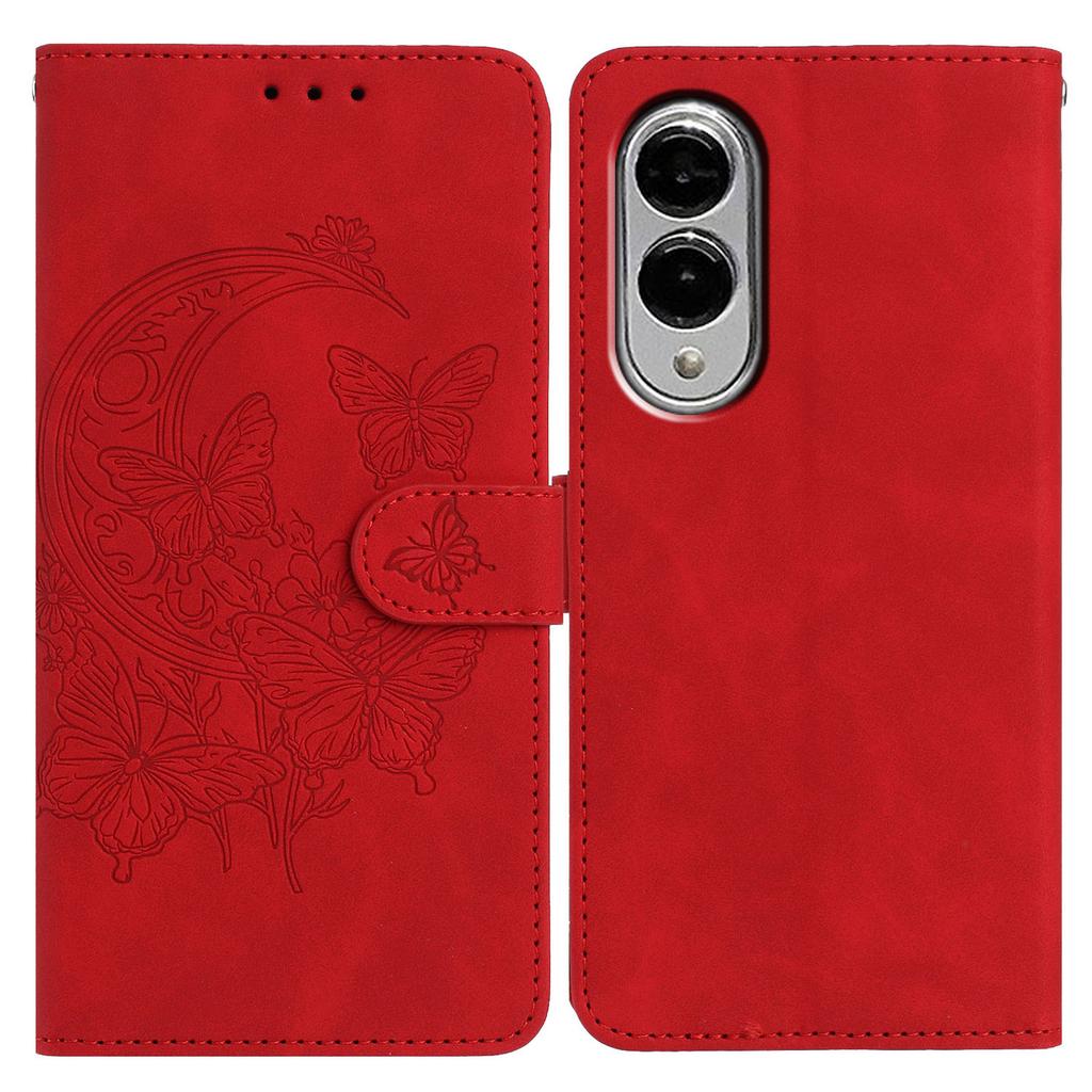 For Samsung Galaxy S25 Edge Case Butterfly Flower Imprinted PU Leather Wallet Stand Phone Cover