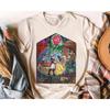 Beauty and The Beast Stained Glass Rose Print Womens TShirt New Casual Fashion Unisexs and Womens Plus Size Loose Couple
