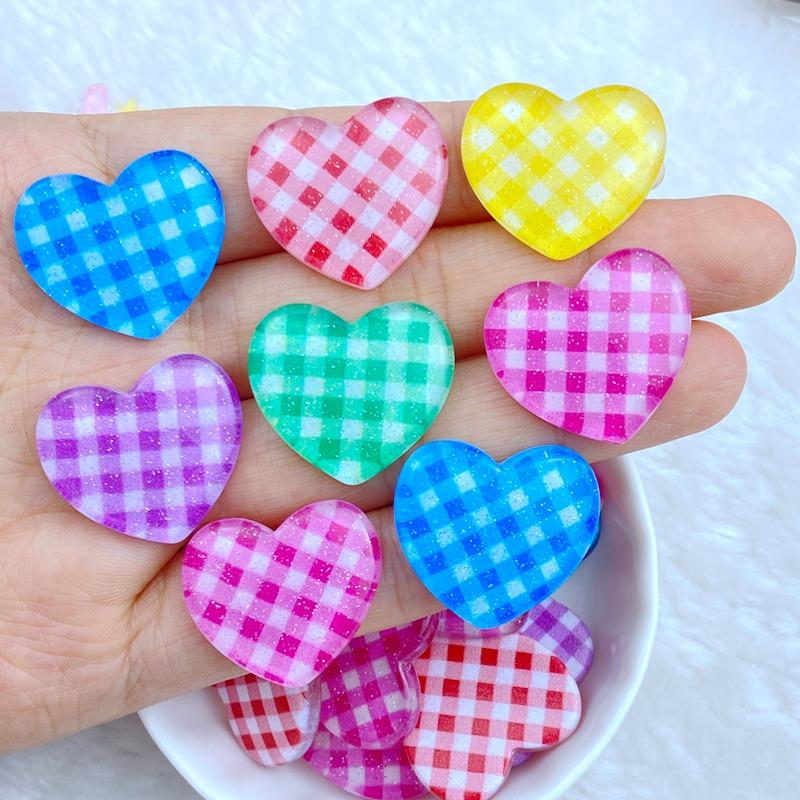 10Pcs New Cute Resin Mini 20*23mm Heart-Shaped Series Flat Back Scrapbooking DIY Jewelry Craft Decoration