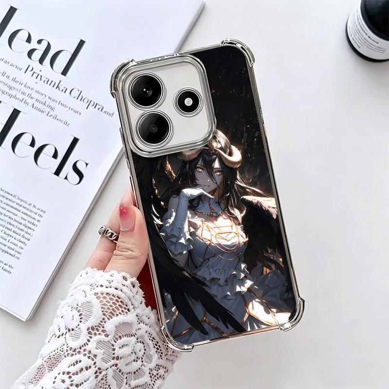Albedo O-Overlords Anime Plating Phone Case For Xiaomi Redmi Note 14 15 Pro Plus 13 12 11 11S 11T 10 9S 9 5G Anti-Fall Airabag C