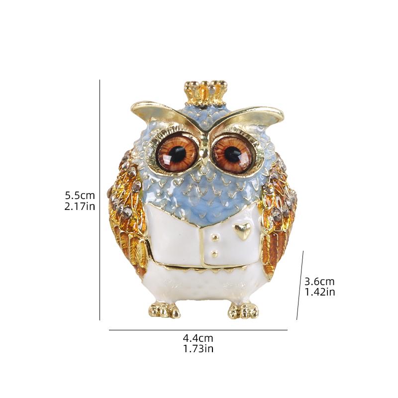 Owl Jewelry Box, Mini Jewelry Storage Box, Portable Travel Earrings, Necklace and Ring Organizer, Alloy Jewelry Display Box