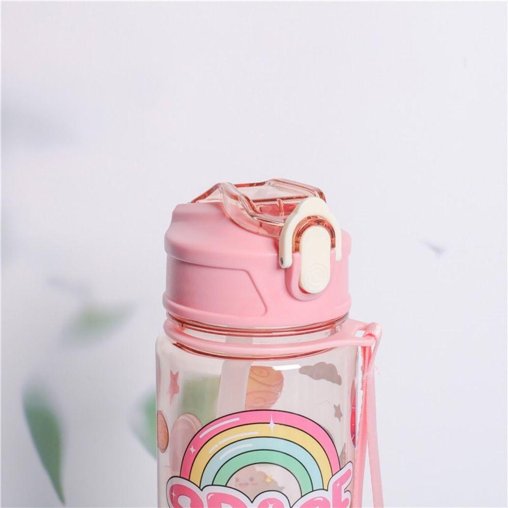 800ml Sport Drink Bottle Leakproof Astronaut Cartoon Printed Drinking Cup Transparent Tea Coffee Cup for Outdoor Sports