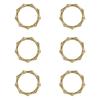 Set mit 6 goldenen Serviettenringen aus Zinklegierung mit Holzknotendekoration für elegantes Tischgeschirr in Hotels und Restaurants