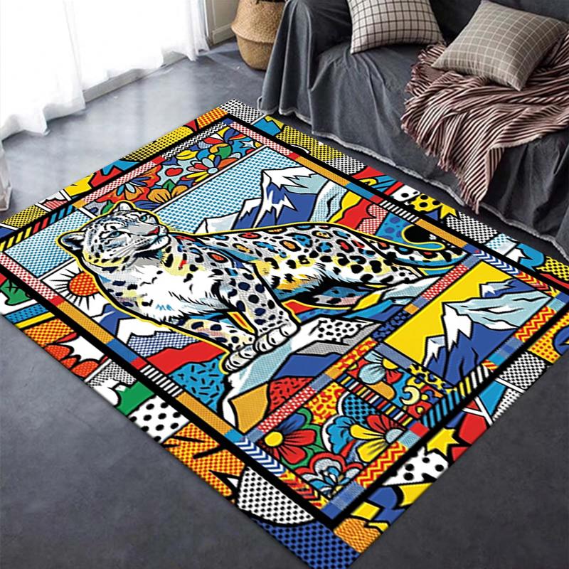2025 New Snow Leopard Animal Carpet Rug for Living Room Bedroom Home Sofa Decoration,Kids play Non-slip Floor Mat103