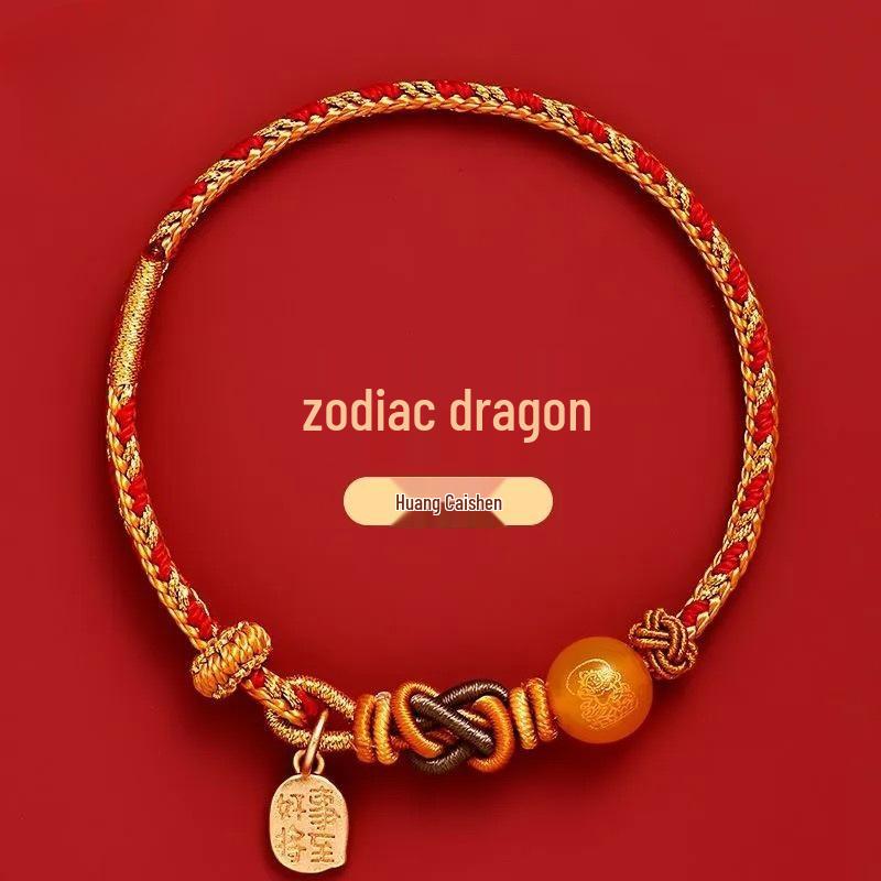 Five Gods of Wealth Zodiac Red Bracelet: Lucky Red String Hand Rope Gift