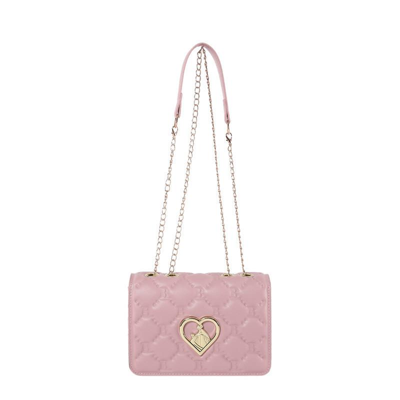 Fashionable Street Style Small Square Bag 2024 Spring New Trend Diamond Chain Single Shoulder Slant Bag In White розовый