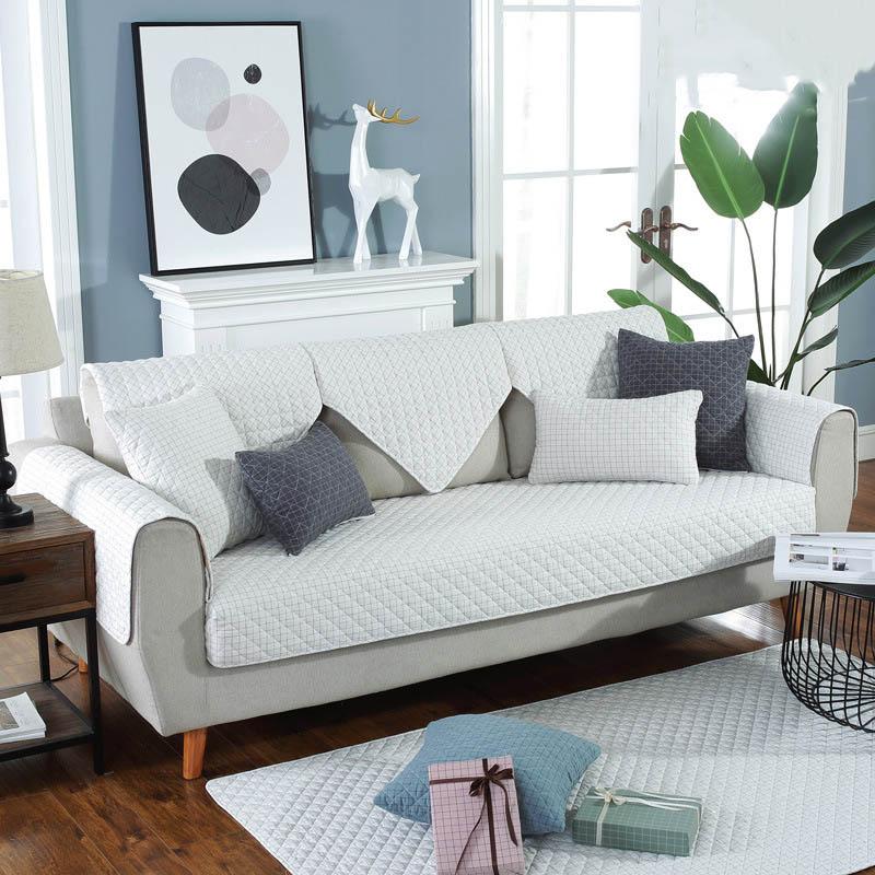 Sofa Covers for Living Room Dirt-proof Couch Cover Gray Color Plush Cushion Furniture Cover Corner Sofa Towel