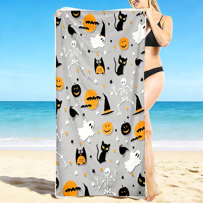 1Pc Halloween Party Decorations Beach Towel, Quick Dry, Multi-Use for Beach Pool Gym Yoga Home Travel, Christmas, Halloween, Xmas Gift S929593