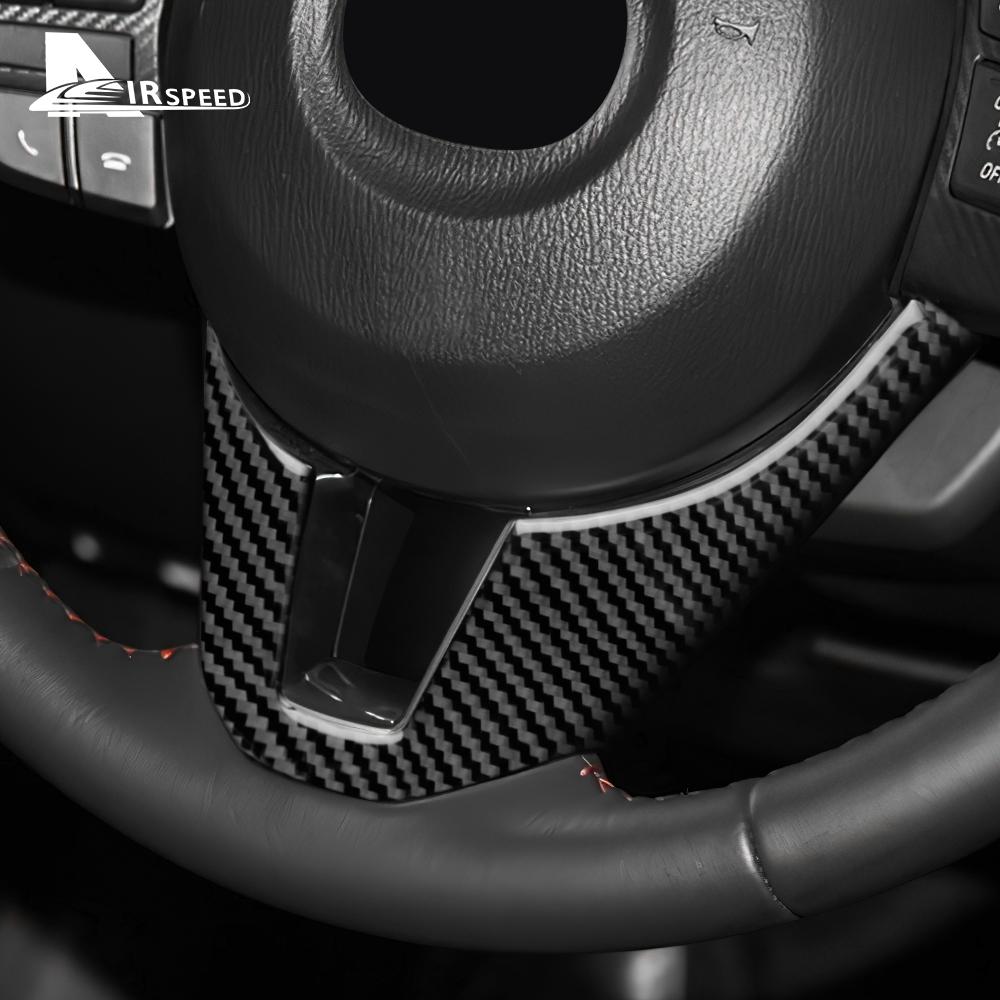 Real Soft Carbon Fiber Sticker For Mazda 3 Axela 2014 2015 2016 LHD RHD Car Steering Wheel Bottom Trim Interior Accessories
