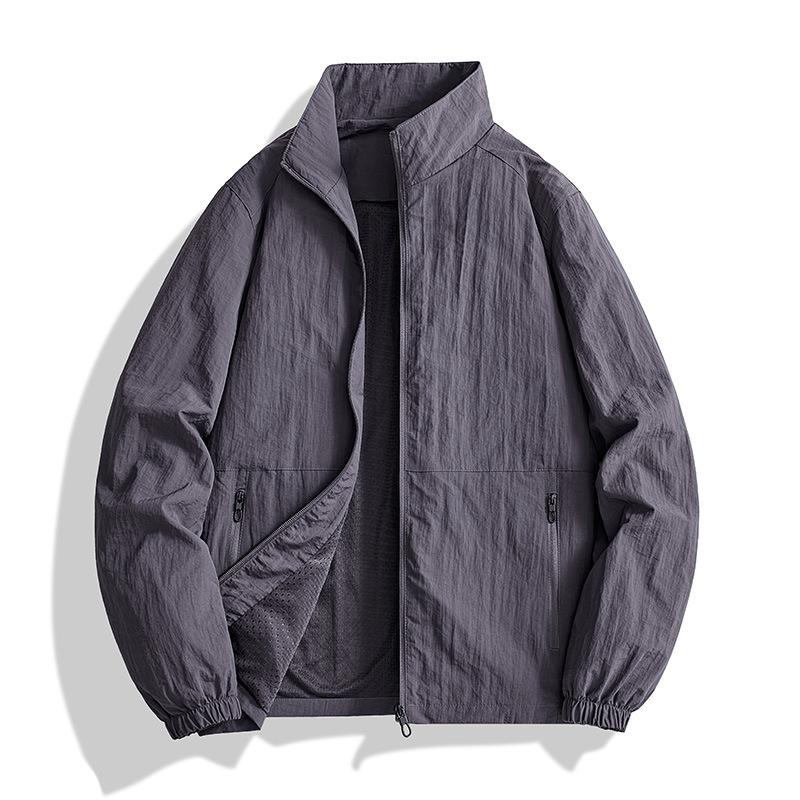 Men Plus Size Stand Collar Casual American Workwear Long Sleeve Jacket