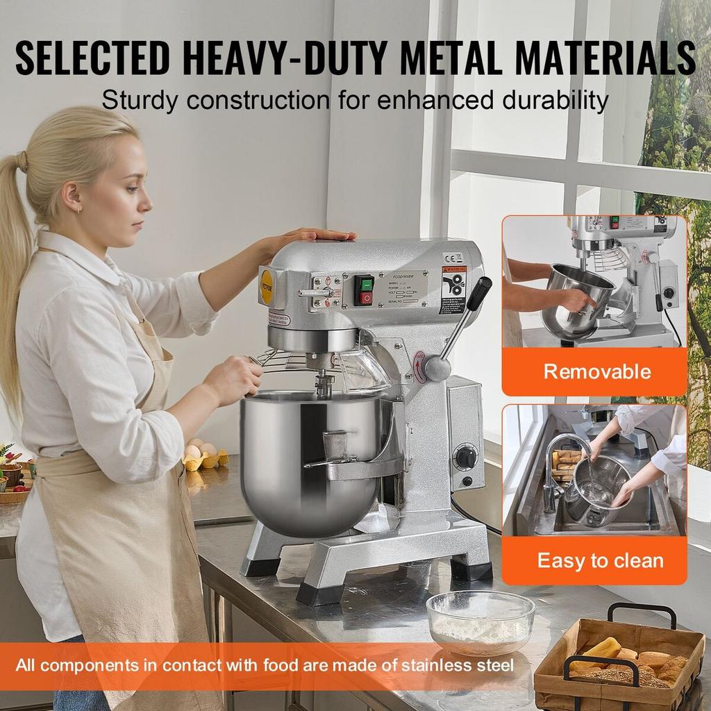 Commercial Food Mixer 14L 3-Speed Stand Dough Mixer 550W for Restaurant