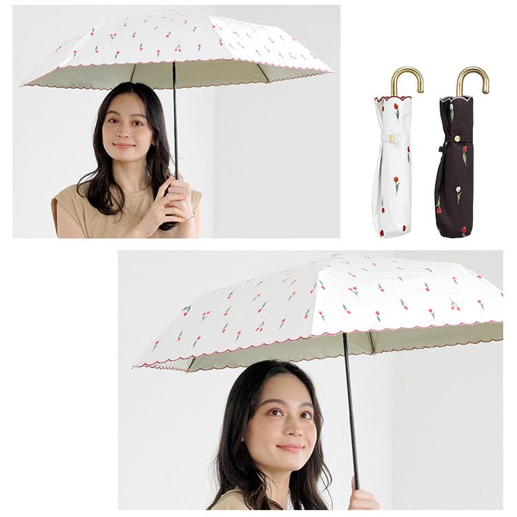 Folding Petit Tulip Light UV UPF Suitable for Sun and Floral Stylish and Product Wpc. Parasol, Mini, Charcoal, 100% Blocking, 100% Protection, 50+,