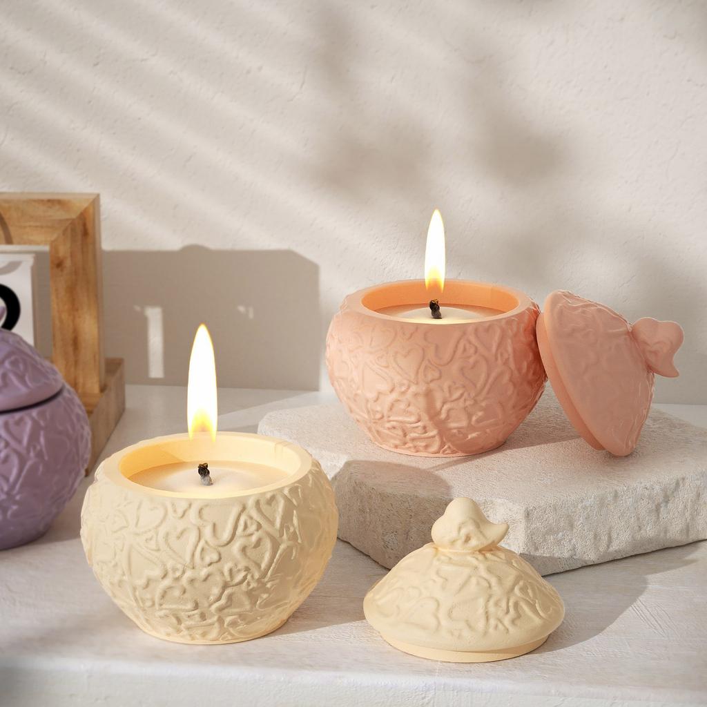 Matrițe multifuncționale pentru borcane, matrițe pentru crafting cu capac, model de inimă, matrițe pentru sfeșnice, pentru lumânări și depozitare creativă