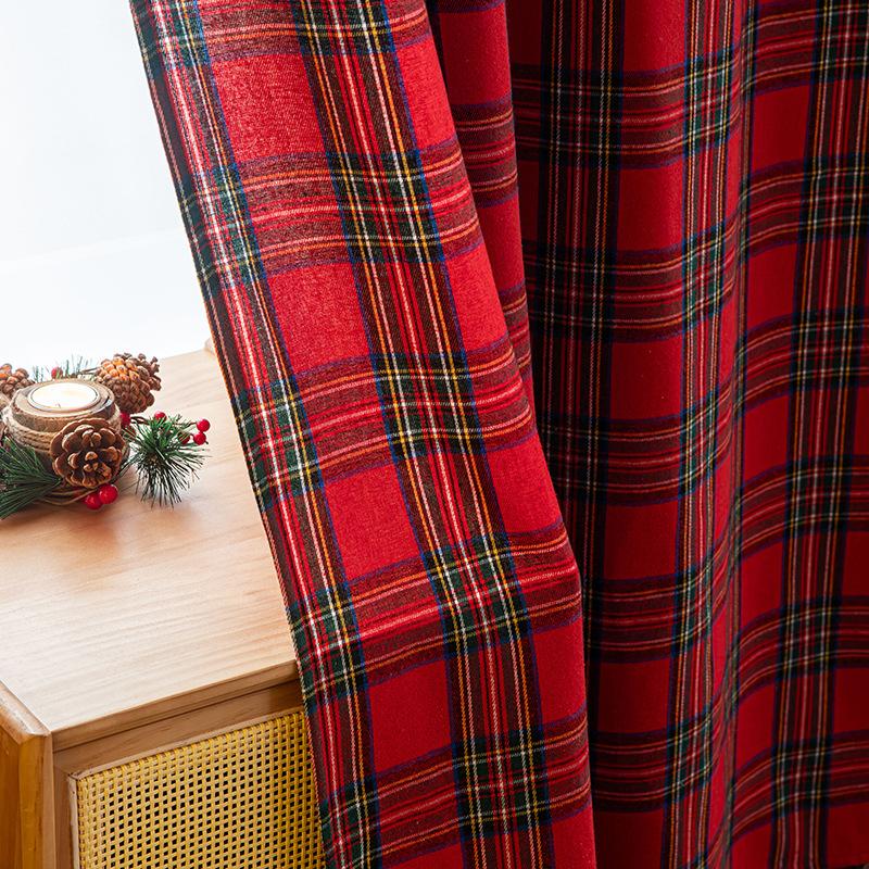 1 Pieza Cortinas Cuadros Americanas Retro Decoración de Navidad Dormitorio Salas de Estar Ambiente Festivo de Año Nuevo Cenefas para Ventana