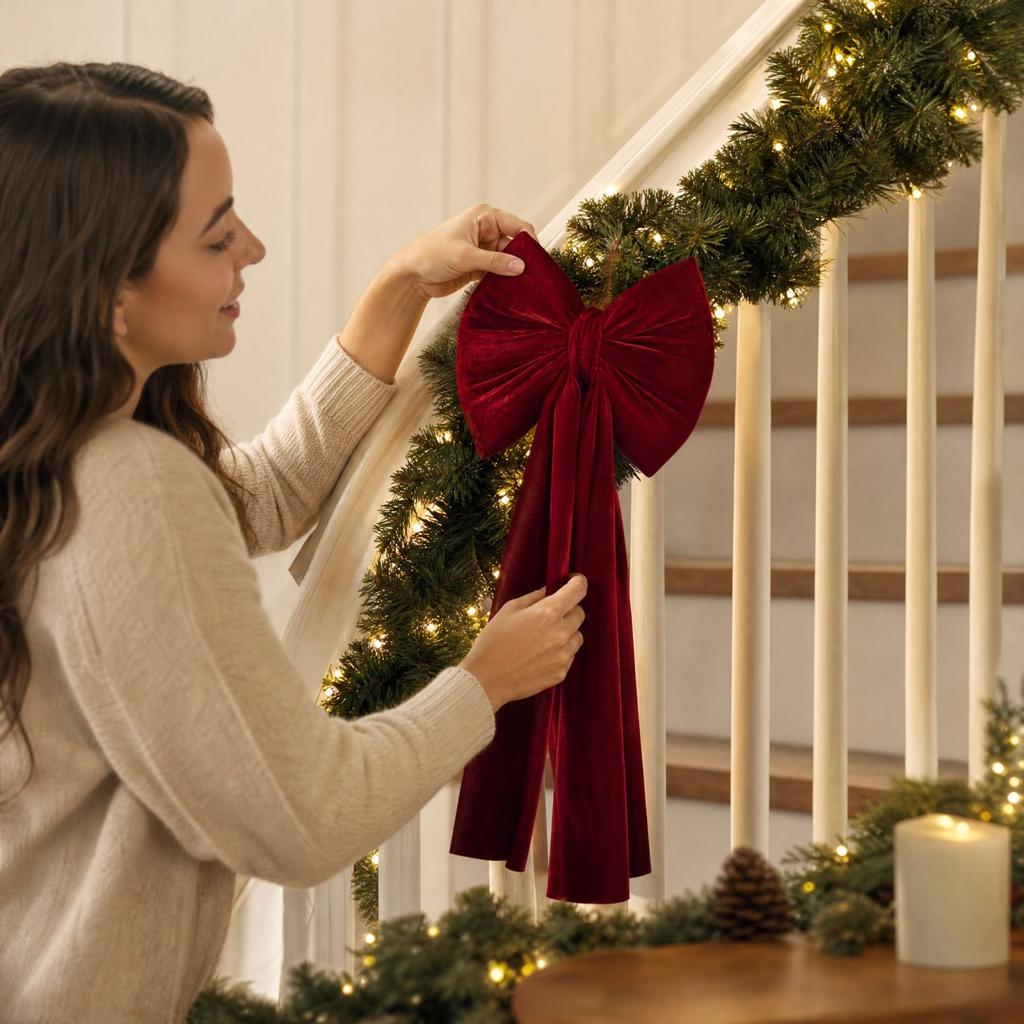 Christmas Velvet Decoration for Tree, Wreath and Gift Wrapping