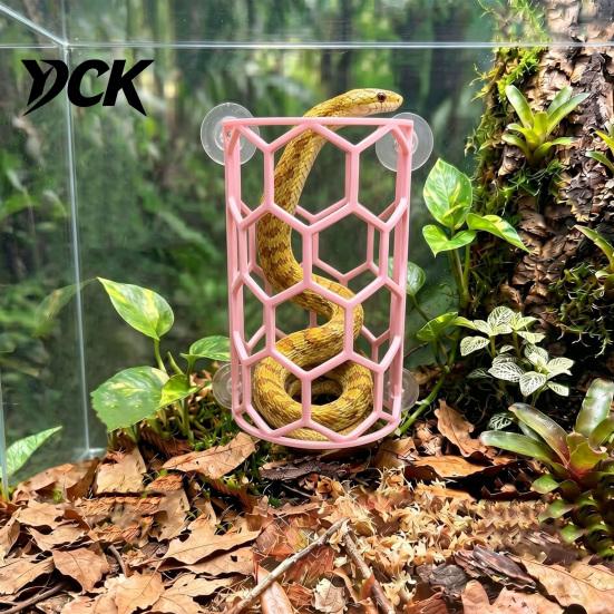 3D Printed Pet Habitat Reptile Honeycomb Climbing Shelf, Suction Cup Snake Tunnel Hide, Rest Platform Breathable Cave for Ball Python, Lizard,