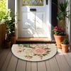 1 Stück Weiche Rosa Rosen Halbkreis Willkommen Fußmatte Rutschfest für Außenbereich Terrasse Veranda Küche Badezimmer Eingangsbereich Bodenmatte