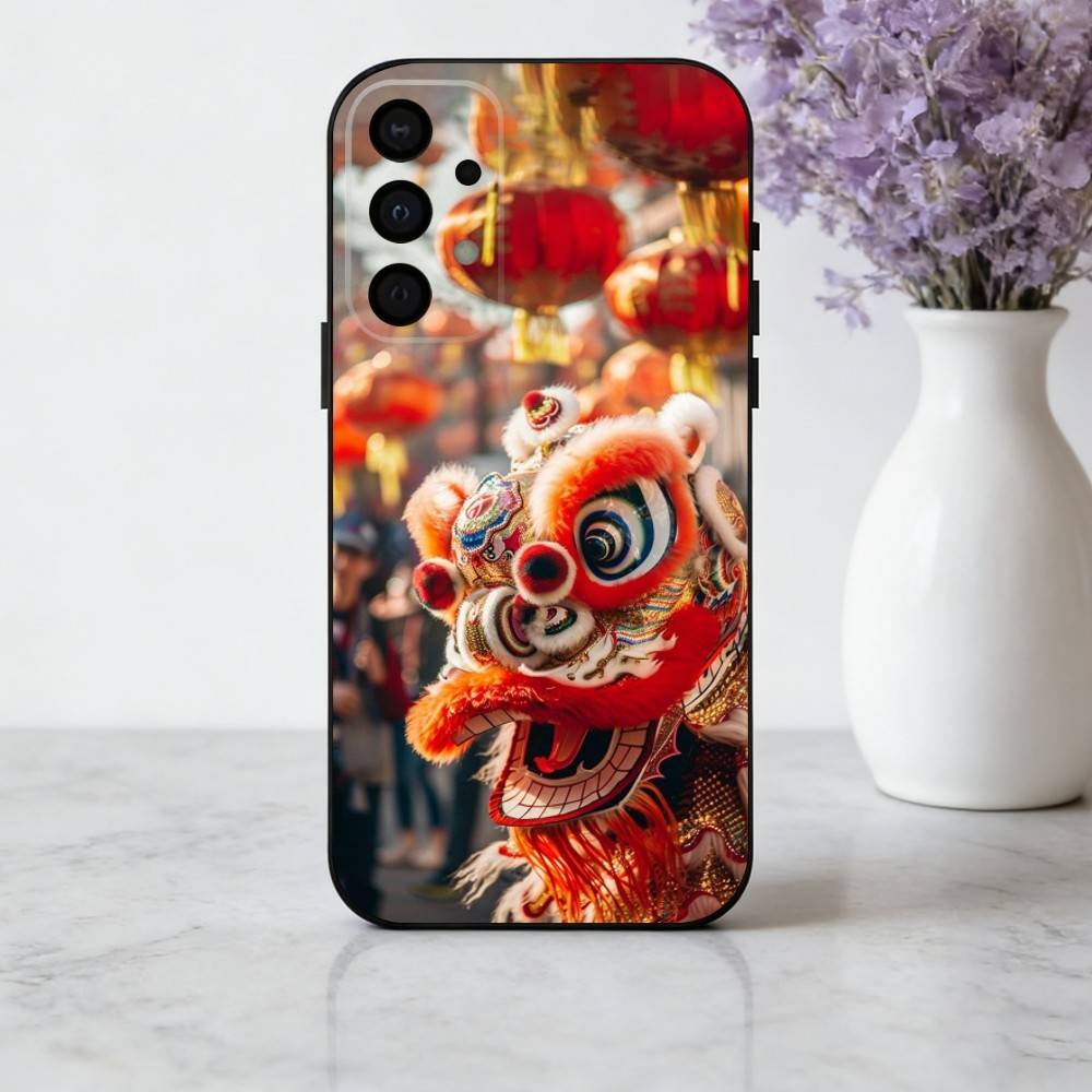 C-Chinese L-lion D-dance Phone Case For Samsung Galaxy A73,A72,A71,A70,A53,A52,A51,Others Soft Black Cover