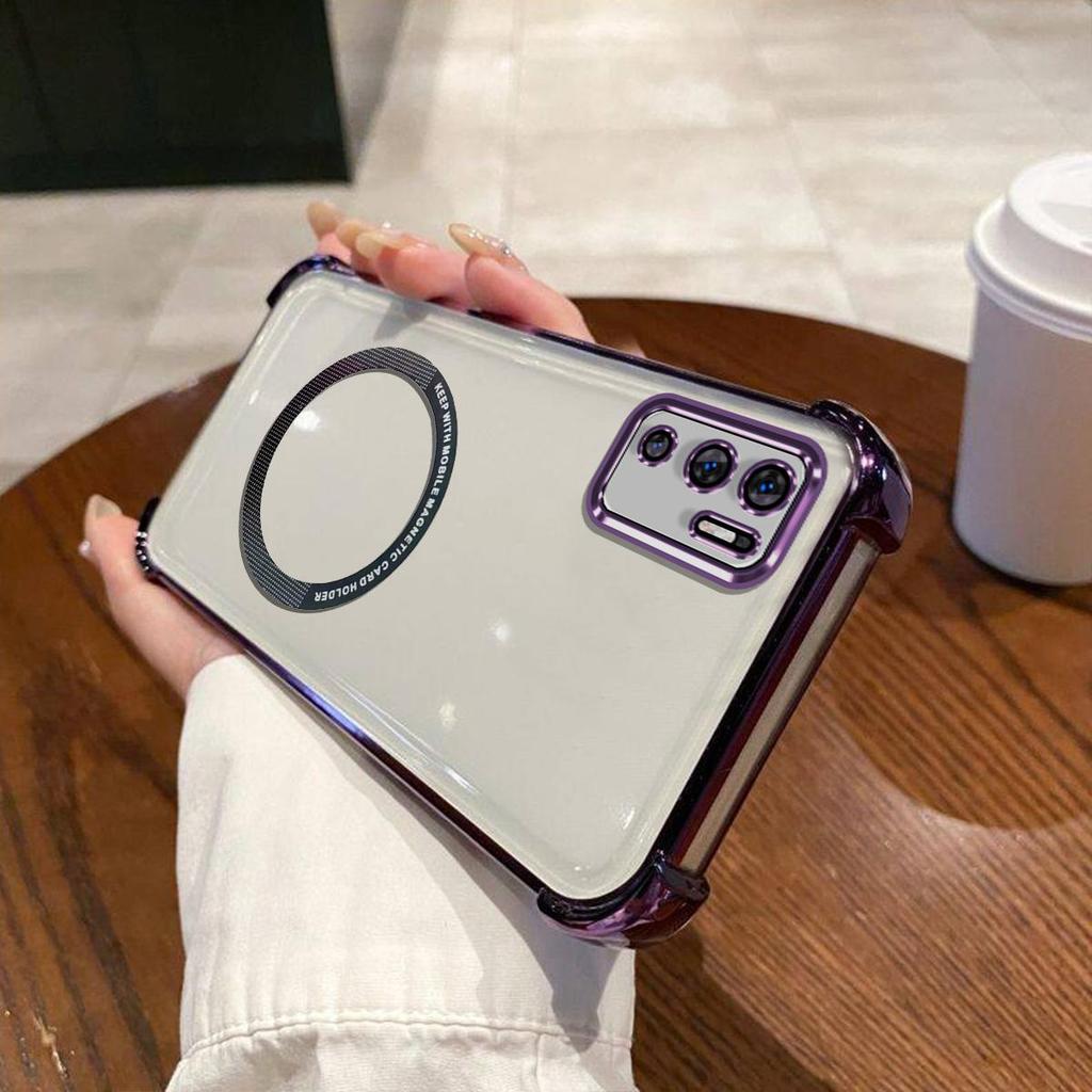 Case for Xiaomi Redmi Note 10 5G,POCO M3 Pro 5G Clear Magnetic Casing Electroplated Lens Frame Phone Cover