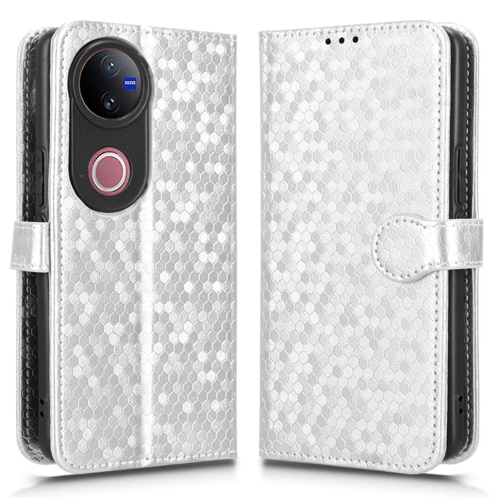 For Vivo V50 5G Wallet Case Dot Pattern Imprint PU Leather Phone Cover