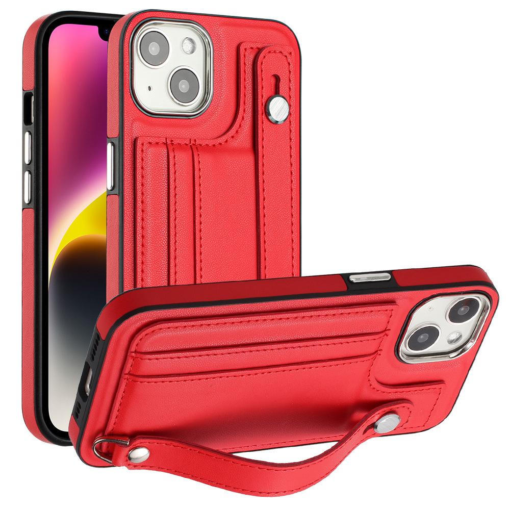 Leather Wrist Strap Phone Case for IPhone 14 13 12 11 Pro Max XS X XR SE   7 8 Plus with Card Holder Protecting Cover