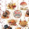 Thanksgiving Hanging Swirls Decorations Turkey Pumpkin Maple Leaves Cutouts Ceiling Streamers for Autumn Party Supplies Holiday Home Decor