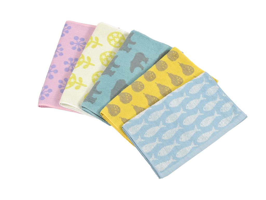 Kosugizen Face Everyday Nordic 5 Colors 1 of 34 x 80 Nordic Set of Towels, Style, Keytos, (5 Patterns), Each, cm, Motif, Thin, Quick-Drying, 5,