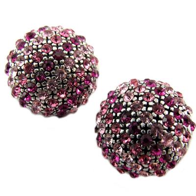 [P4656] - Silver Pink 'Sissi' Designer Clips - 22 Mm