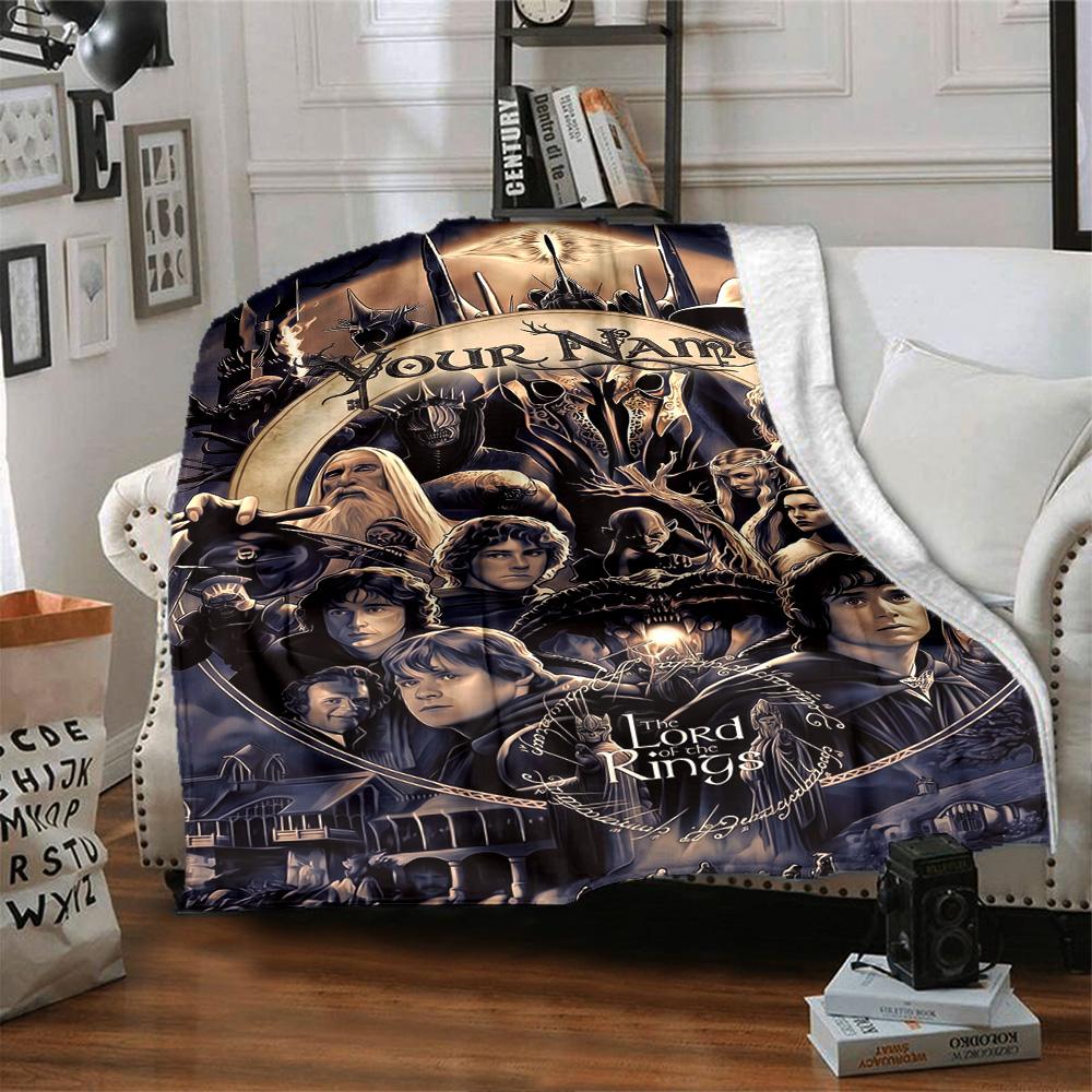 Lord Rings Personalized Name Blanket Gift Customizable Blanket Comfortable Throw For Nap Chair Sofa Bedding All-Season Use