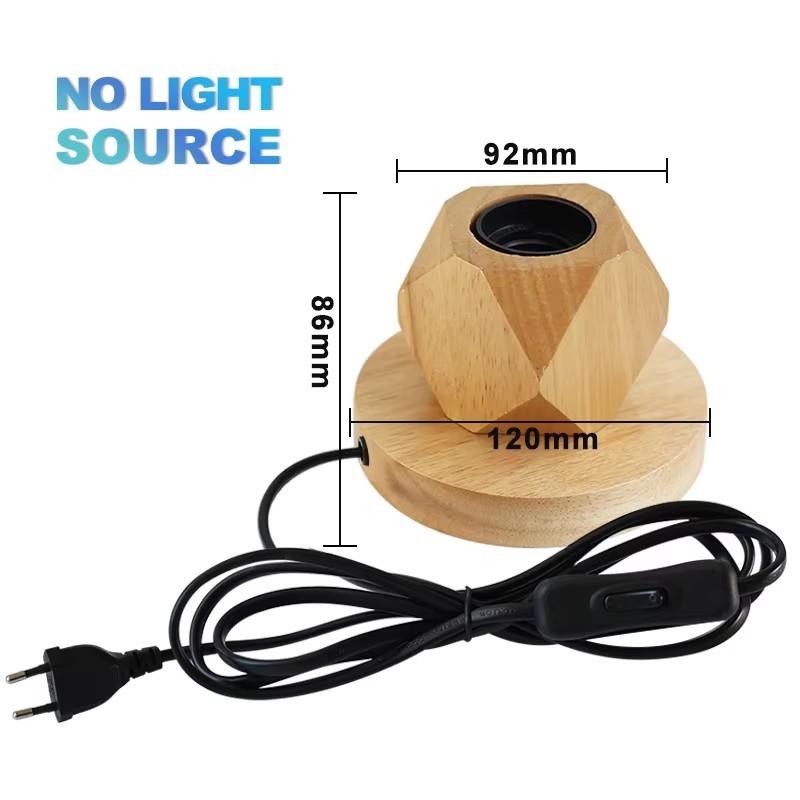 Modern Wood Table Lamps E27 Retro Desk Decora Light Indoor Art Lamp Living Room Bedroom Bedside Decoration Light Base EU Plug