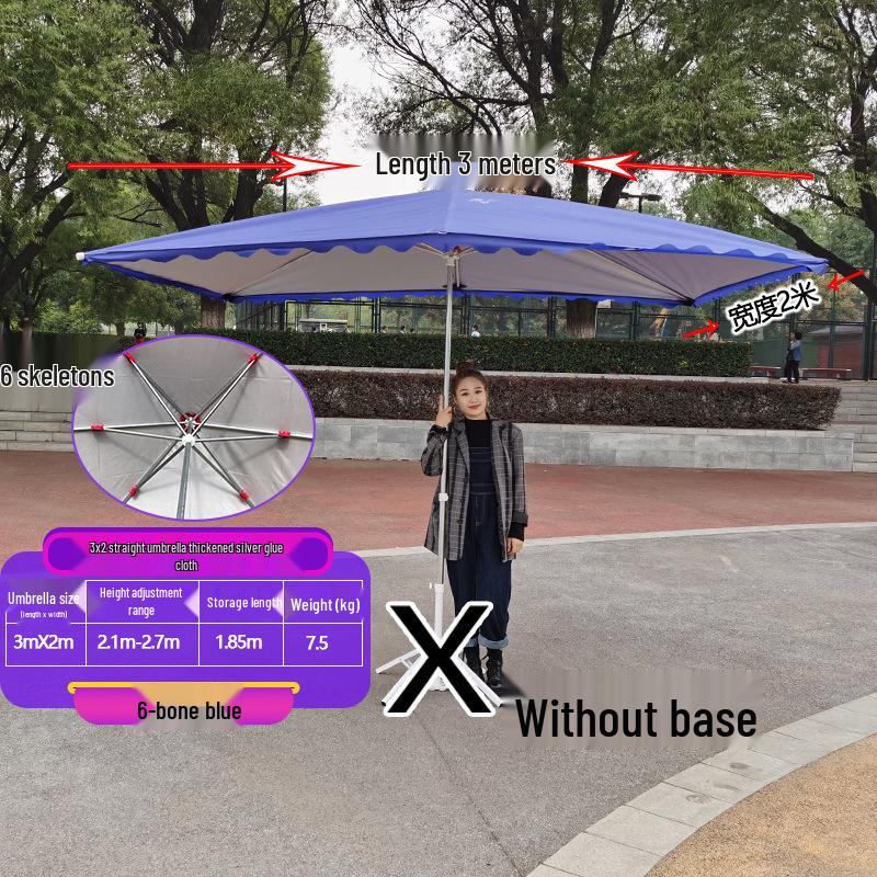 Large Outdoor Rectangular Sunshade Umbrella - Commercial Folding Awning for Courtyard