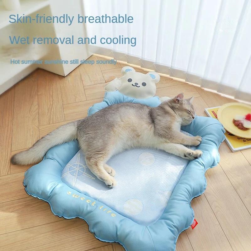 Haustiermatte Kühlmatte Sommer Kühlung Eis Seide Eis Nest für Hunde und Katzen Schlafmatte