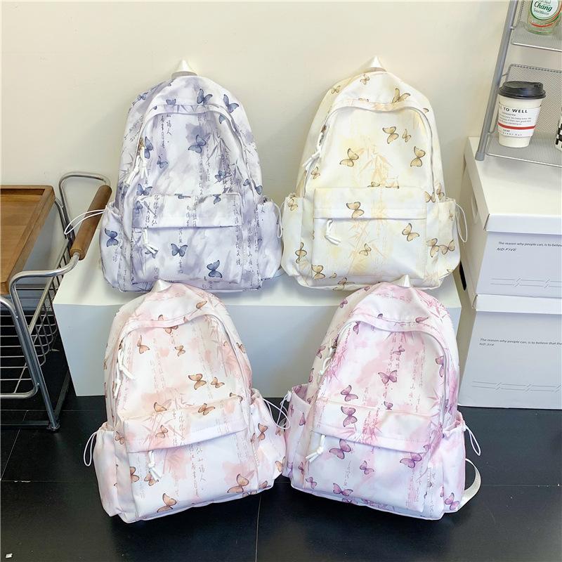 Butterfly Printed Backpack for Women, New Travel Backpack for Middle and High School Students, Schoolbag for Women