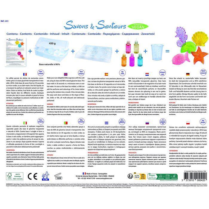 Kit Cosmétique - SENTOSPHERE - Savons et Senteurs - Mouler des savons - Base Glycérine - Parfums et Colorants - Dès 8 ans