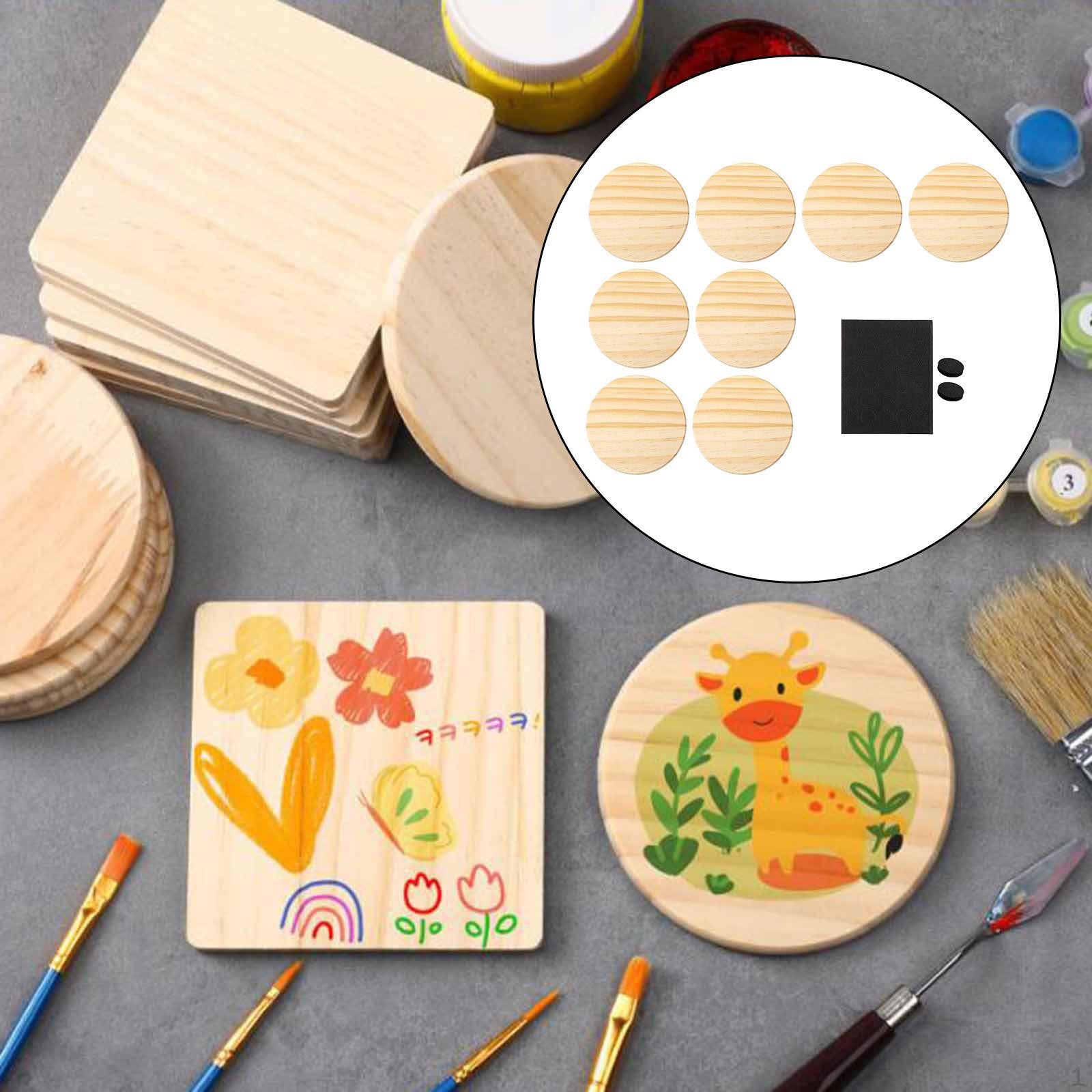 8 штук Незаконченные деревянные подставки для поделок Пустые деревянные спилы для окрашивания