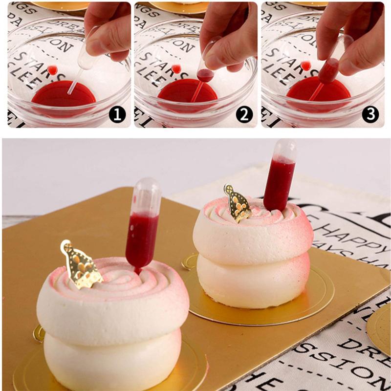 50Pcs Mini Dropper 4Ml Disposable Jam Dropper For Cupcakes Sauce Squeeze Transfer Pipettes Dropper Dessert Stuffed Cake Decor