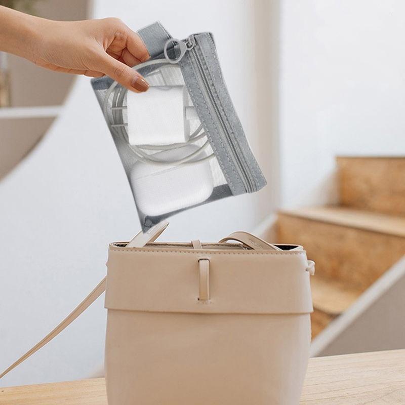 1/3PCS Mesh Hard Disk Card Reader Bags Portable Earphone Data Cable Chargers Storage Bag U Disk Zipper Pouch Travel Organizer