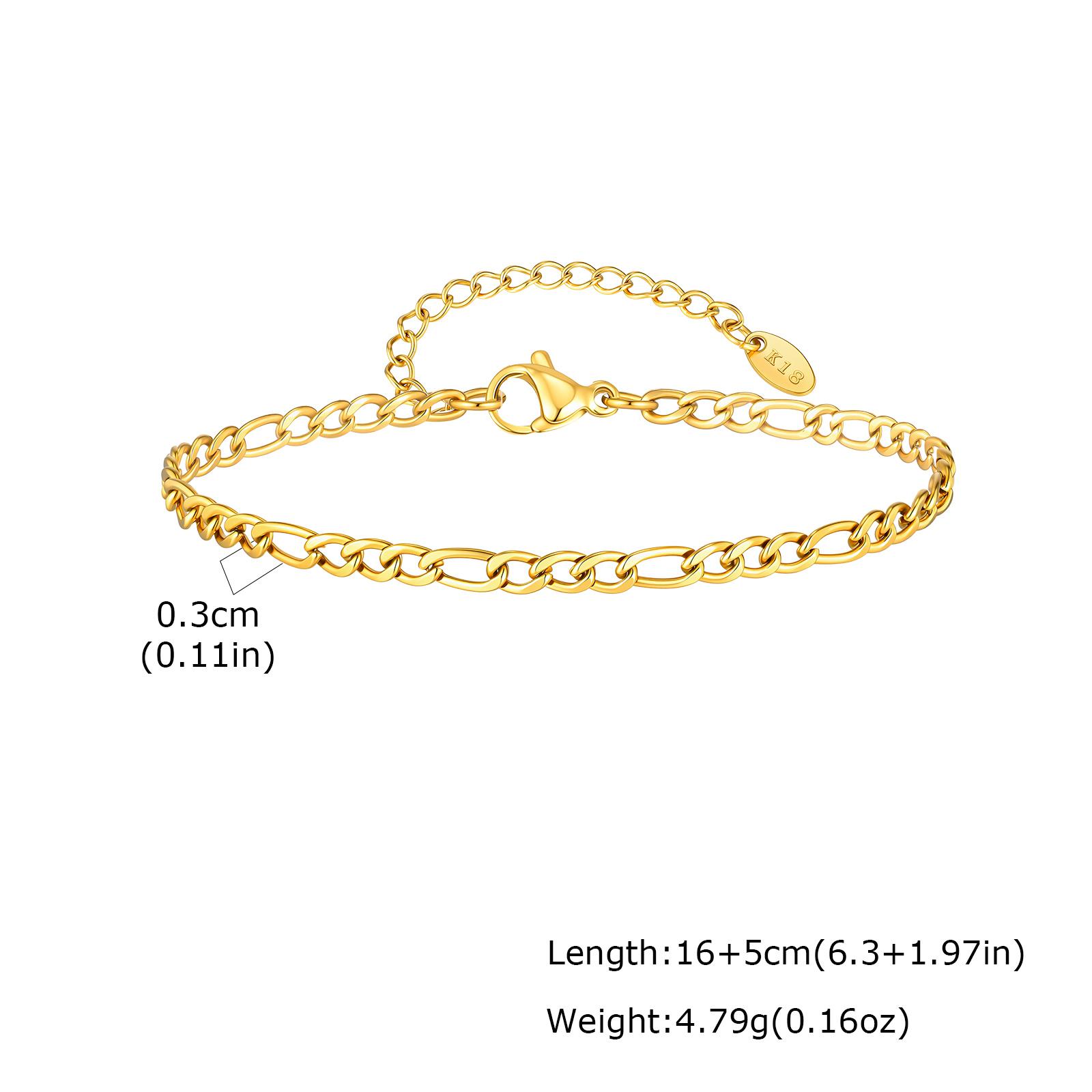 

5pcs Bracelet Set for Women, Stainless Steel Stackable 18K Gold Plated Cross Paperclip Cuban Chain Bracelets Stack Waterproof