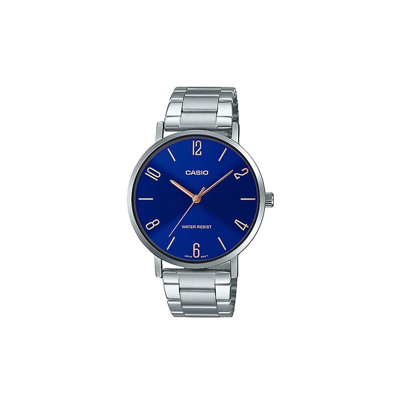 

Casio CASIOSTANDARD Series Classic Simple Exquisite Fashion Blue Waterproof Quartz Movement Stainless Steel Strap Japanese and Korean MTP-VT01D-2B2 синій