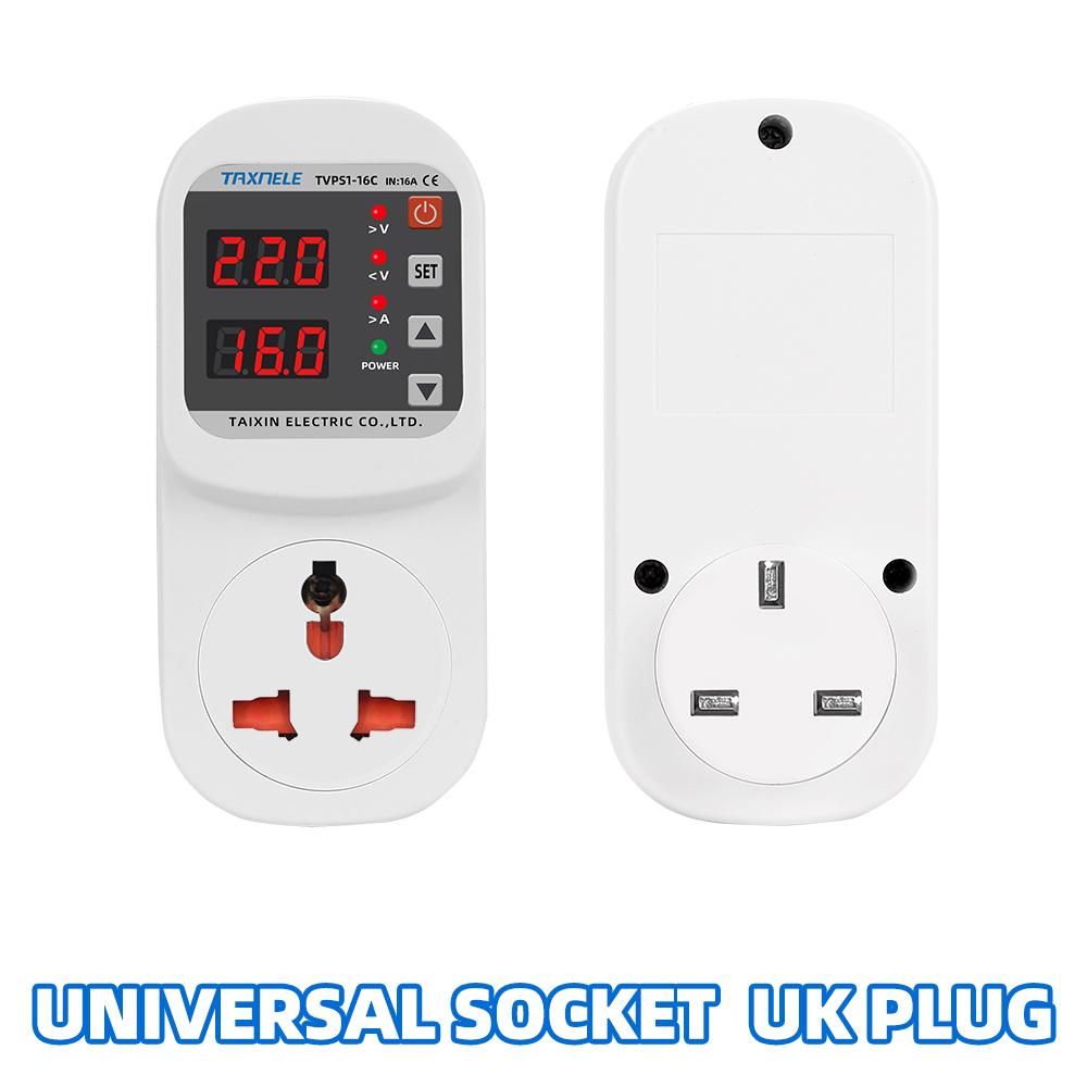 Automatic Voltage Current Protector Socket AC 220V 110V Adjustable 16A Power Surge Protector EU Plug Socket Safe Protect