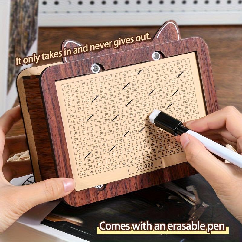 1pc Retro Wooden Piggy Bank Large Capacity Coin Box for Couple Savings Plan & Money Storage