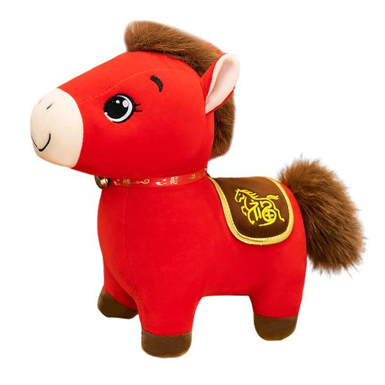 2026 Horse Doll New Year Decorations Soft Cloth New Year Blessings Horse Ornament Symbol of Wealth Happiness Car Horse Ornament