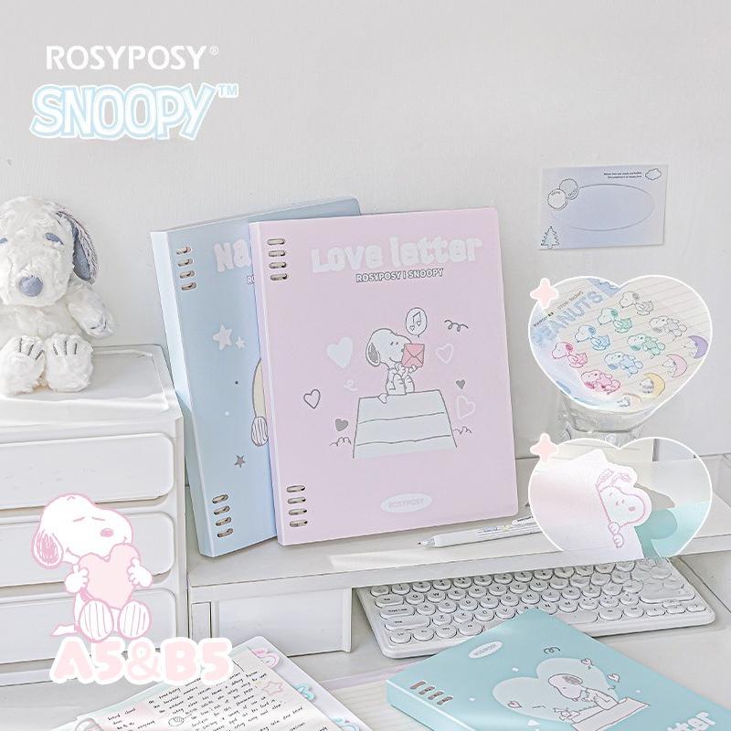 RosyPosy soft set, Snoopy joint loose-leaf book, student A5/B5 horizontal line workbook notebook